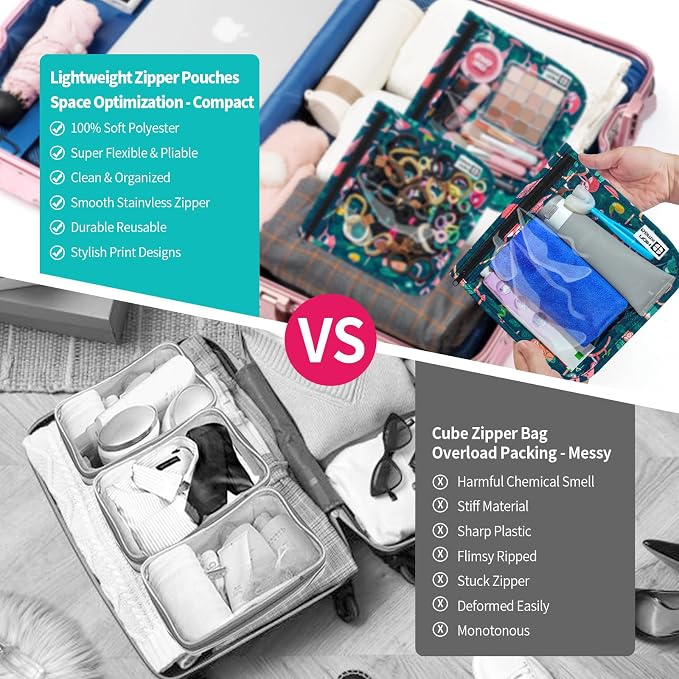 HIONXMGA Set of 3 Diaper Bag Organizing Pouches, Space-Saving, 3 Large Size | Clear Front Toiletry Bags Waterproof Zipper Pouches for Women Kids Toiletries Baby Essentials Well-Organized Carry, Jungle - Image 7