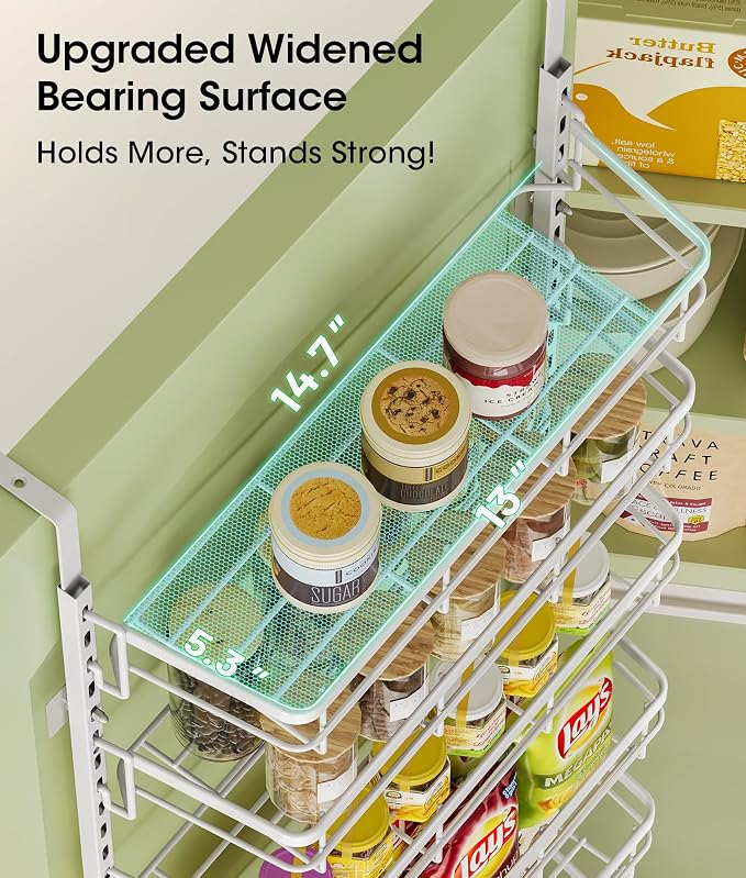 Over The Door Pantry Organizer, 10 Tier Pantry Door Organizers and Storage for Kitchen with Seasoning Shelves, Home & Kitchen Essentials, White - Image 4