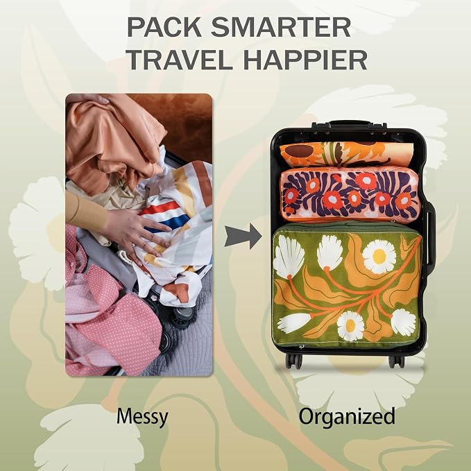 4 Pcs Compression Packing Cubes for Travel, Waterproof Luggage Organizer Washable Storage Bags Set - Packaging Cubes for Backpack Travel and Carry-Ons - Image 6