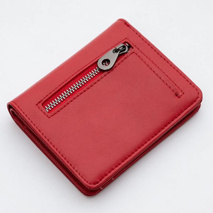 Alldaily Small RFID Wallet for Women Slim Compact Bifold Pocket Ladies Travel Mini Purse (Red) - Image 3