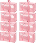 TICONN 8 Pack Extra Large Moving Bags Heavy Duty with Zippers & Carrying Handles, Durable Storage Bags Moving Boxes for Closet Organizers and Storage (8 Pack, Coral) by TICONN