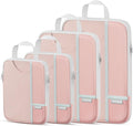 Percover Compression Packing Cubes for Travel, 4-Piece Structured Compression Organizer Set with Label Pockets for Carry-On & Checked Luggage, Pink by Unknown