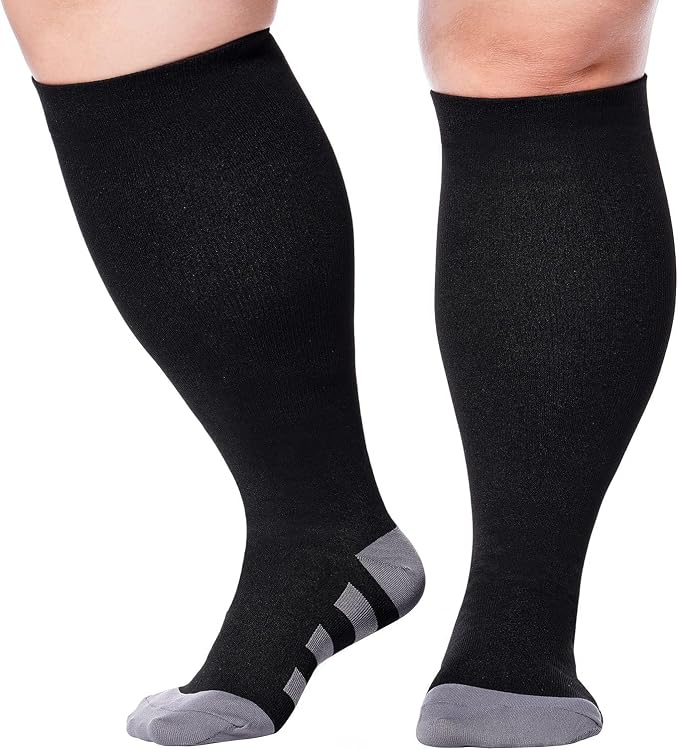 Abodhu Plus Size Compression Socks for Women& Men 15-20mmHg Wide Calf Knee High Socks by Abodhu