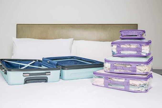 Clear Packing Cubes set of 4 / Packs 7-10 Days of Clothes/Premium PVC Plastic Storage Bags - Image 3