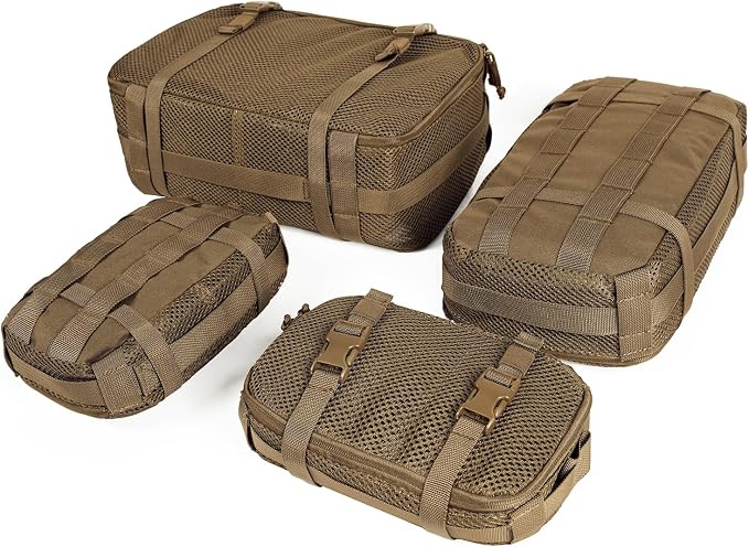 4 Set Tactical Packing Cubes ，Compressible Mesh Duffle Storage Bag,Portable Edc Molle Pouch Organizer. by CASONMMAX