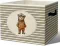 Rustic Aviation Bear Storage Bins Boxes with Handles | toys books clothes, grey striped nursery foldable basket for organizing bedroom toddler room playroom by Unknown