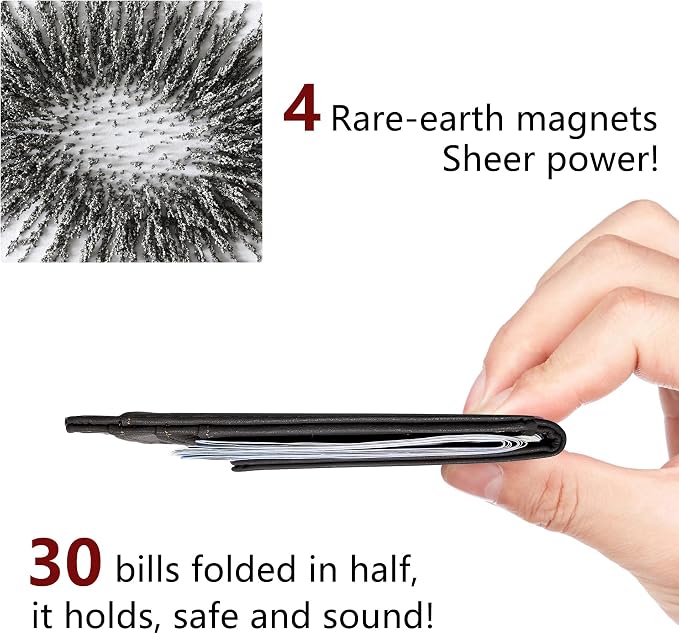 Toughergun Slim Wallet for Men RFID Blocking Money Clip, Minimalist Front Pocket Credit Card Holder, Magnetic Thin Mens Wallets with ID Window - Image 5