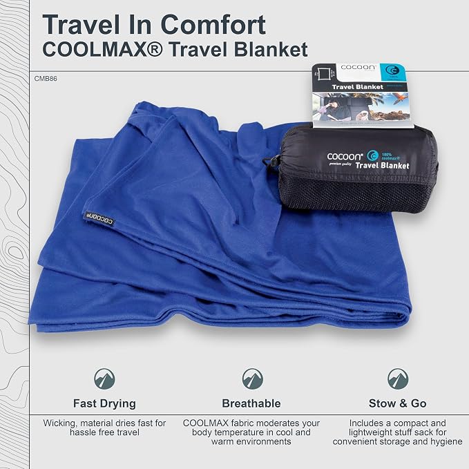 COCOON - Premium - Coolmax - Travel Blanket - Royal Blue - Image 4