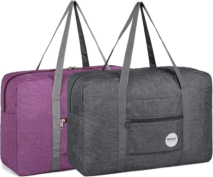 WANDF Personal Item Travel Bag, Carry On Duffle Bag Women | 18x14x8 inches, Airline Underseat Aprroved, Weekend Overnight Trips, Lightweight Packable by WANDF