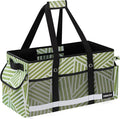 Upgrade Extra Large Utility Tote Bag with Reflective Strip, Standing Reusable Grocery Bags with Hard Bottom, Collapsible Utility Tote with Handles for Shopping, Beach, Picnics, Car, Twill Green by DSDCDJ