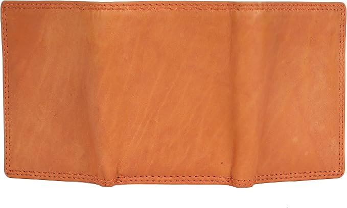 AG Wallets RFID Blocking Wallet for Men - Trifold Minimalist Slim Wallet with 10 Credit Card Slots & 3 Side Slots - 100% Genuine Leather Travel Wallet - Secure Compact Wallet - Tan - Image 8