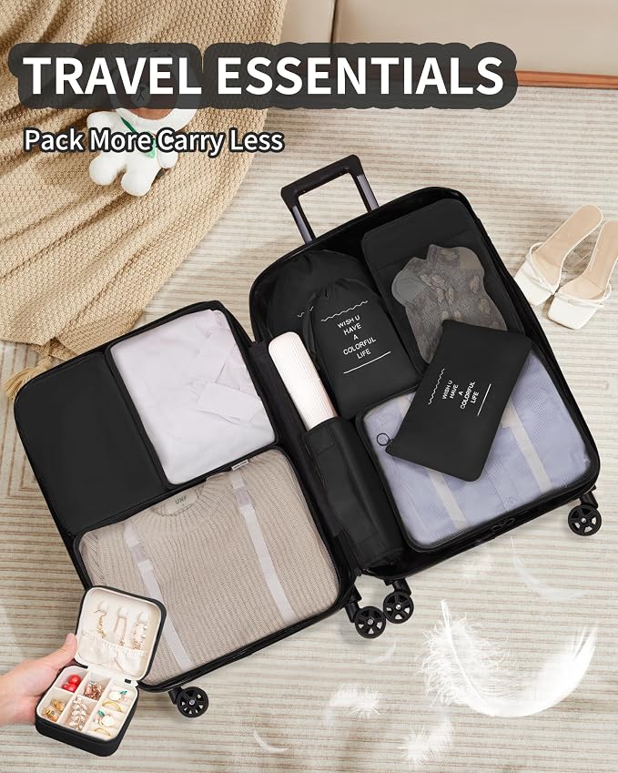 Packing Cubes 11 Set, Suitcase Organizers, Luggage Organizer Bags, with Toiletry Bag, Travel Essentials, Black - Image 3