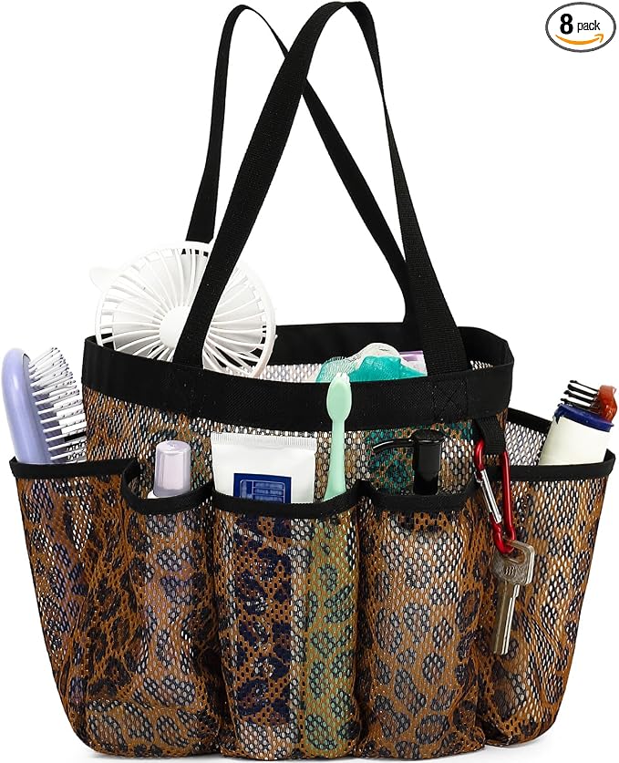 Fammart Mesh Shower Caddy Portable for College Dorm Room Essentials, 8-Pocket Large Shower Basket Tote Bag with 2 Handles for Toiletry, Bathroom, Beach, Camp, Gym by Fammart