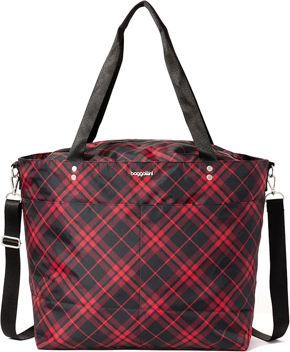 Baggallini Carryall Tote - Lightweight Nylon Zipper Top Weekender Travel Beach Bag w/Luggage Sleeve by baggallini