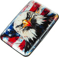 Credit Card Holder, Metal Card Wallet RFID Blocking Mini Slim Aluminum Business Hard Card Case for Women Men (Bald Eagle with American Flag) by Kaabao