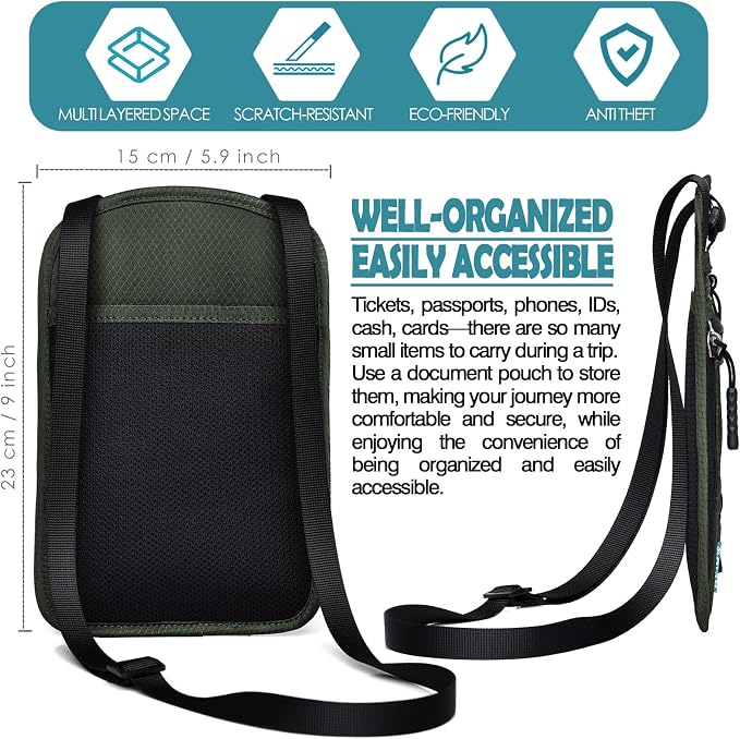 RFID Blocking Travel Neck Wallet–Hidden Passport Holder & Anti-Theft Money Pouch for Men & Women, Lightweight Concealed Travel Organizer with Adjustable Strap Secure Document - Image 3