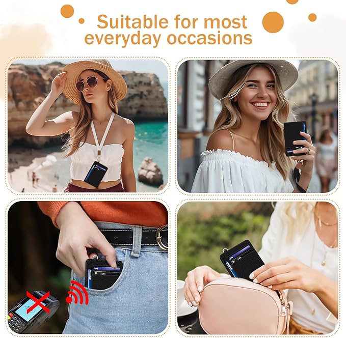 Yonlevres Credit Card Holder Women Slim RFID Blocking Wallet Small Black | Front Pocket, Handy, RFID Blocking, Woman Girls Ladies Gifts, D-ring for Keychain,Thin Mini Card Case, ID Window, PU Leather - Image 3