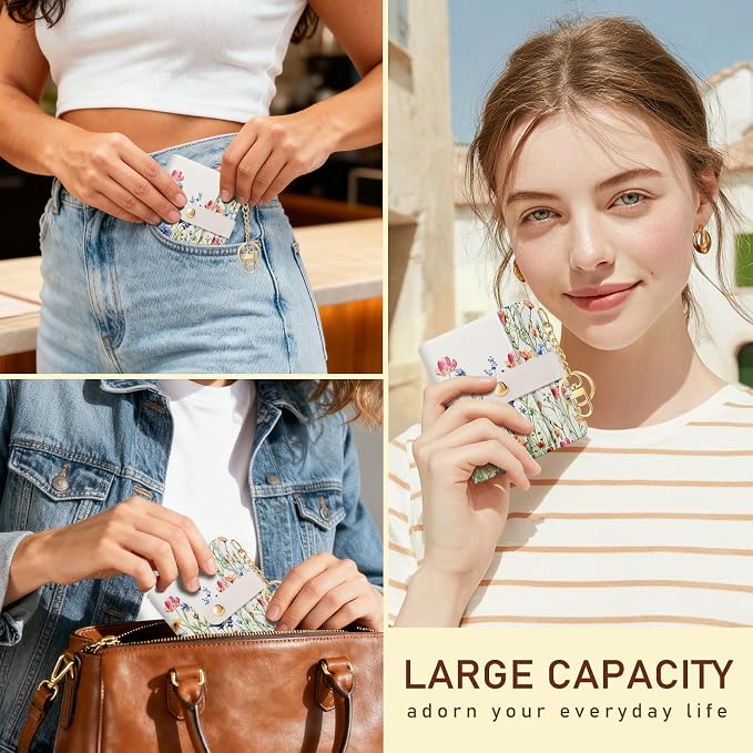 Jogjam Floral Flowers Rfid Ladies Wallet, Small Slim Thin Compact Credit Card Women Wallet, PU Leather Bifold Cash Zipper Coin Pocket ID Window for Female - Image 2