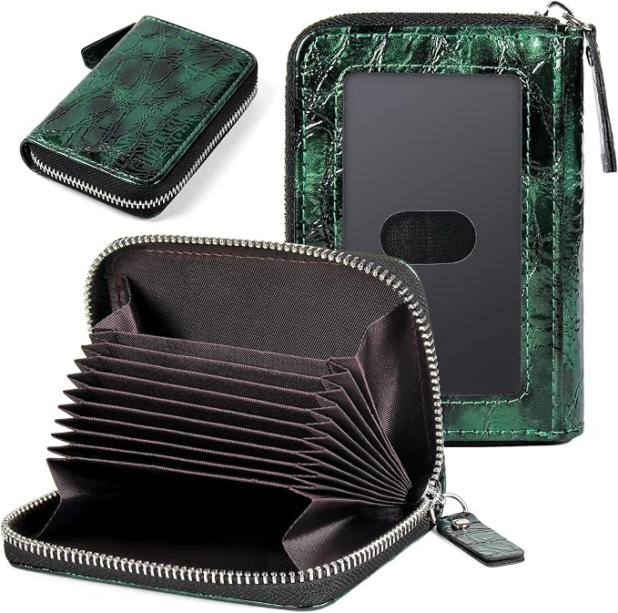 Credit Card Wallet, RFID Card Case Wallet, Zipper Card Cases Holder for Men Women, RFID Blocking, KeyChain Wallet, Compact Size Card Organizer Case for Women by Ecovision