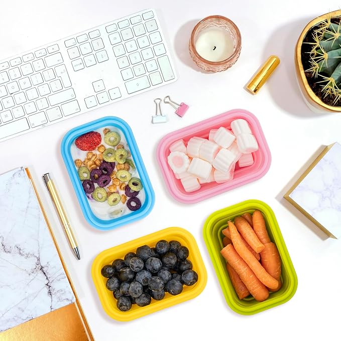 Collapsible Snack Containers With Lids,Collapsible Food Storage Containers,Mini Fridge Organizer,Microwave Freezer Dishwasher Safe(6pcs,6.5oz) - Image 5