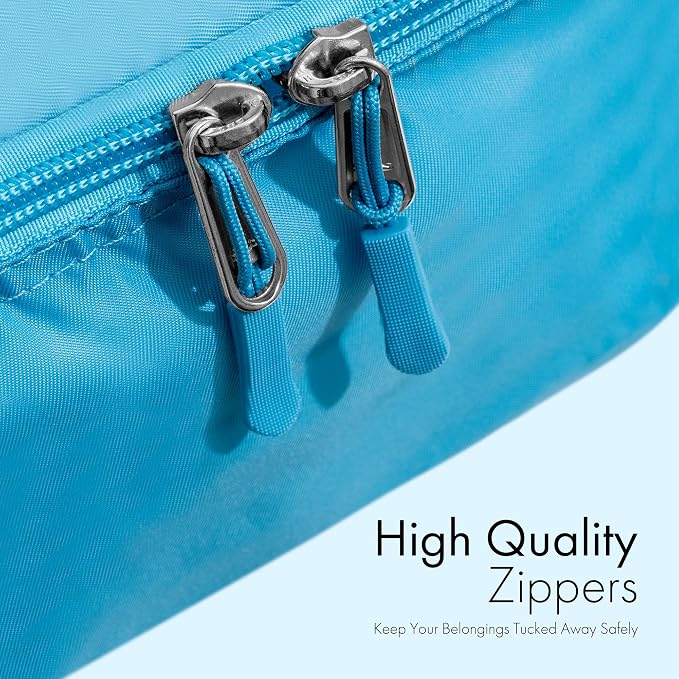 (Not Made In China) Packing Cubes For Travel, Luggage and Suitcase Organizer Bags, Carry On and Backpack Space Savers, Lightweight Waterproof Nylon, 8pc Set, Blue - Image 6