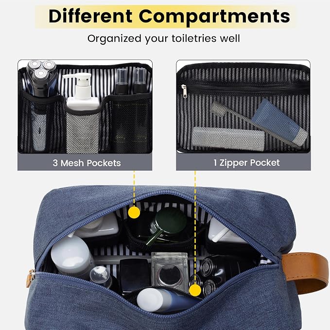 Vorspack Water Resistant Travel Toiletry Bag for Men Women - Blue | Travel Bag for Toiletries, Large Capacity, Organized Compartment, Suitable for Shaving Grooming Accessories, Gifts for Men - Image 3