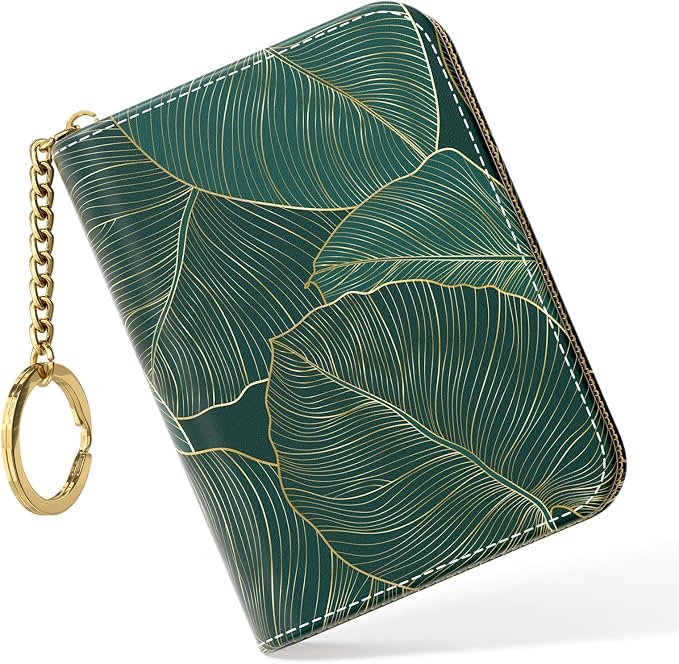 Credit Card Holder, Small RFID Card Wallet for Women, Slim Leather Wallet | Leather Card Holder Wallet, Credit Card Wallet Organizer, Business Card Case with Zipper & Keychain, 12-Slot Compartment by Nipichsha