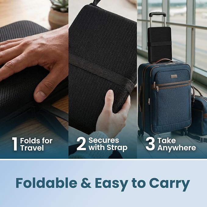 ComfiLife Ergo-Gel + Comfort Foam Airplane Seat Cushion – Travel Seat Cushion – Compact, Foldable, Portable Comfort - Image 9