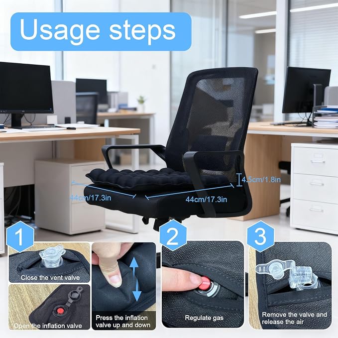 Portable Travel Airplane Seat Cushion, 3D Air Cell Tech with Built-in Pump, Adjustable Firmness Back & Tailbone Support, Ideal for Long Flights, Office, Car, Wheelchair,Great for Soccer Watching - Image 8