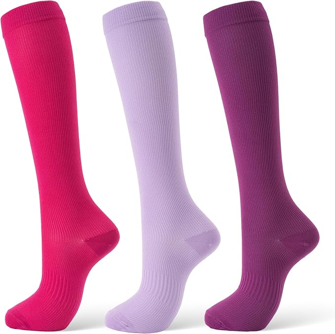 Compression Socks for Women & Men 15-20 mmHg, Knee High, 3 Pairs | Graduated Compression, Supports Circulation, Ideal for Nurses, Pregnancy, Travel, Flights, Running & Athletic Edema by FITFEL