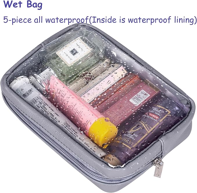 Remobia Hicol TSA Approved 5-Piece Diaper Bag Organizer Pouch Set Clear Waterproof TPU Kids Toiletry Storage Set Travel Packing Clutch Cube Bags for Baby Nursing (Dark Gray) - Image 4