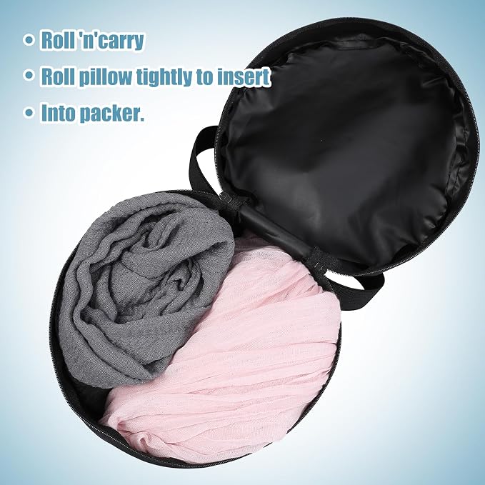 Xindojuz Neck Pillow Case, Compact Travel Neck Carrying Case Storage Bag with Zipper for Airplane Train Journey Quick Release Clasp Attaches to Luggage Purse Backpack, Pillow Not Included (Black) - Image 3