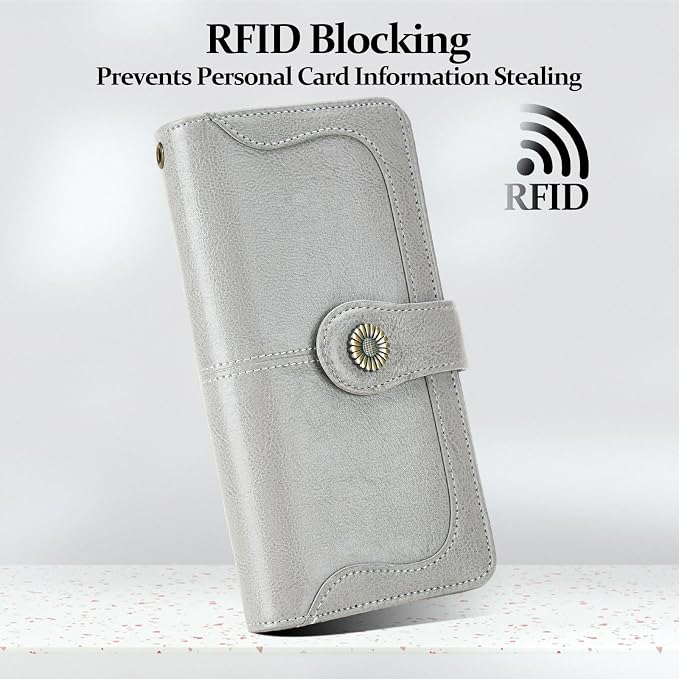 Wallets for Women Trifold Wristlet Wallets Large Capacity RFID Blocking Ladies Purse Credit Card Holder - Image 3