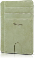 Teskyer Slim Minimalist Wallet for Men, RFID Front Pocket Card Holder | Ultra Slim Front Pocket Design, 8 Card Slots, RFID Protection, Smooth Faux Leather for Everyday Carry by TESKYER