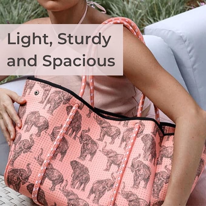 POPUPS Large Neoprene Tote Bag for Women - Everyday Designer Handbag for Travel Work and Beach with Pockets and Zipper Pouch - Image 5