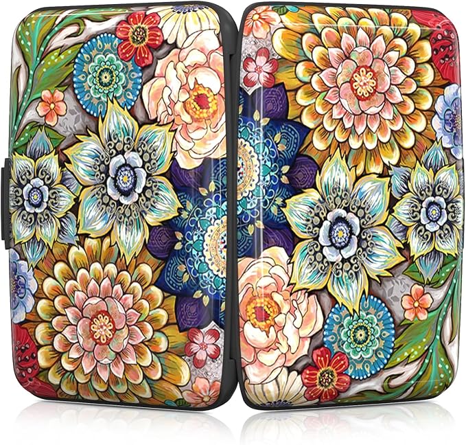 Rimilak Aluminuml Credit Card Holder,Mandala Flower | Mini Credit Card Wallet RFID Blocking Slim Metal Hard Case for Women Men - Image 5