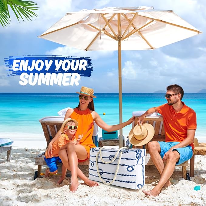 SRISE Large Beach Bag for Women & Men, Beach Bags Waterproof Sandproof, Travel Tote Bag, Swim Pool Bag for Family Outdoor - Image 3