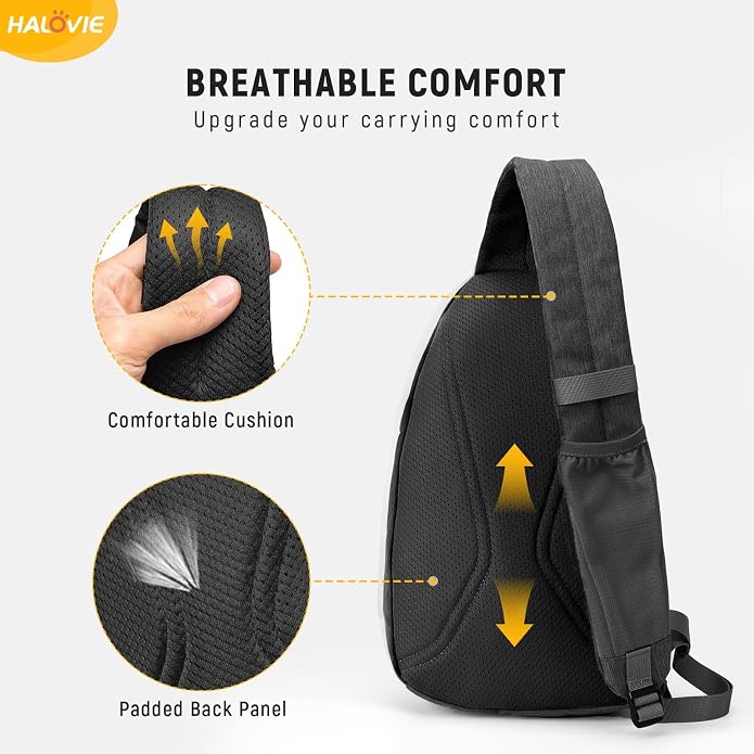 HALOVIE Anti Theft Crossbody Sling Bag RFID Travel Sling Backpack Lightweight Hiking Shoulder Chest Bag for Walking Work - Image 4