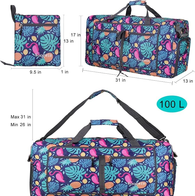 Woogwin Travel Duffel Bag Large Foldable Waterproof Overnight Bag for Beach Swim Bags Pool Sports Gym - Image 3