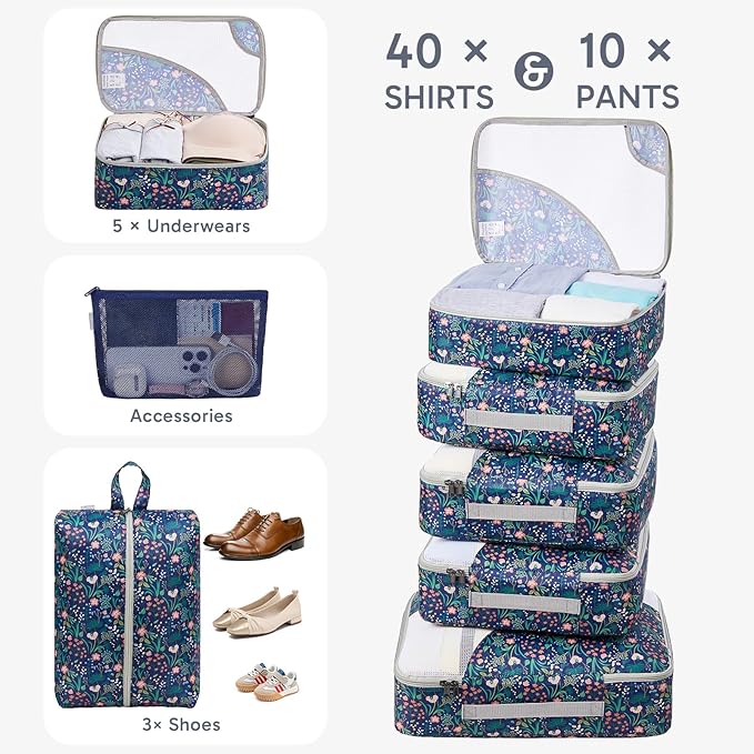OlarHike 10 Set Packing Cubes for Travel,Gifts for Women Mom,Anti-Tearing Suitcase Organizer,with Over 1000 pcs Mesh Holes,Vacation Essentials & Accessories for Cruise Ship - Image 4