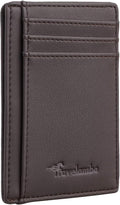 Travelambo Front Pocket Minimalist Leather Slim Wallet RFID Blocking Medium Size by Travelambo