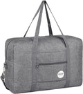 WANDF Foldable Travel Duffel Bag Luggage Sports Gym Water Resistant Nylon (E-Denim Gray with Strap) | 18x14x8 inches, Airline Underseat Aprroved, Weekend Overnight Trips, Lightweight Packable by WANDF