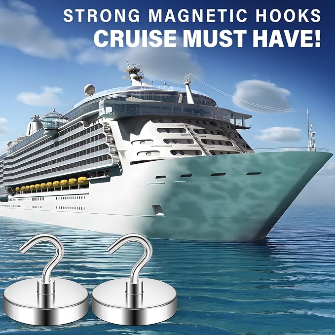 FINDMAG 20 Pack Magnetic Hooks for Cruise Cabins, 150LB+ Magnet Hooks | Heavy Duty Strong Magnetic Hooks for Classroom, Locker, Kitchen, Grill, Office and Ship, Cruise Essentials 2026, Black - Image 2