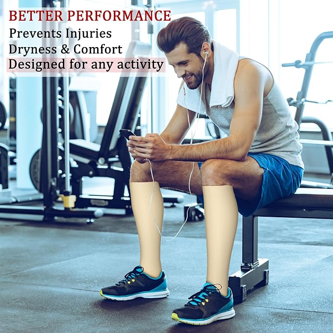 CHARMKING Compression Socks for Women & Men Circulation (8 Pairs) 15-20 mmHg Best Calf Socks Support for Athletic Cycling - Image 3