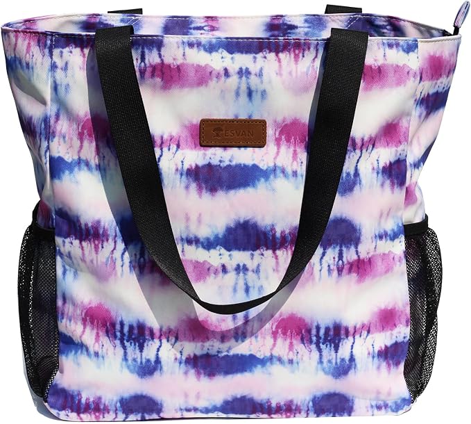 ESVAN Original Floral Water Resistant Large Tote Bag Shoulder Bag for Gym Beach Travel Daily Bags Upgraded - Image 9