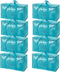 TICONN 8 Pack Extra Large Moving Bags Heavy Duty with Zippers & Carrying Handles, Durable Storage Bags Moving Boxes for Closet Organizers and Storage (8 Pack, Aqua) by TICONN