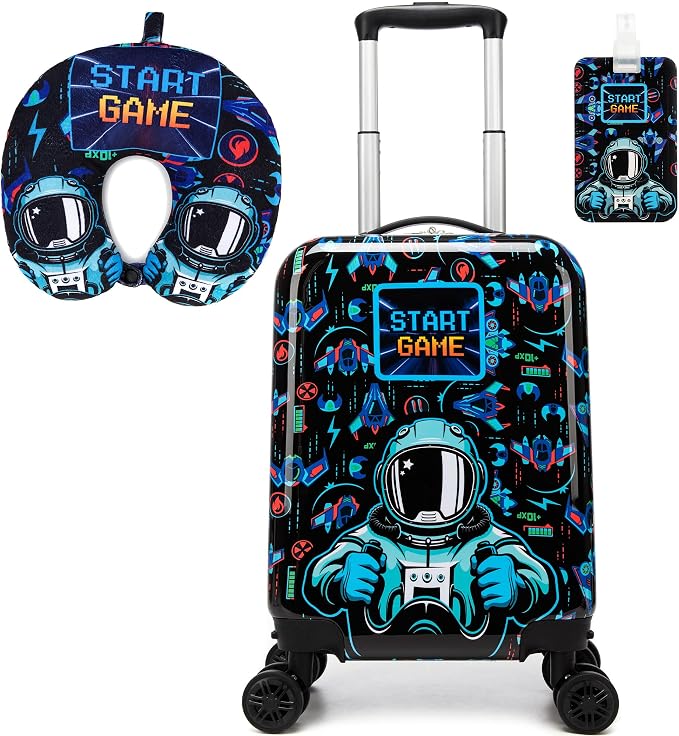 Kid's Luggage Set for Travel Toddler Suitcases with Wheels 2 Piece Boys Suitcase Set with Neck Pillow Hardshell 16" Carry on Hardside Luggage by Unknown