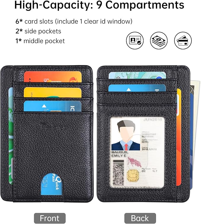 Teskyer Slim Minimalist Wallet for Men, RFID Front Pocket Card Holder | Ultra Slim Front Pocket Design, 8 Card Slots, RFID Protection, Smooth Faux Leather for Everyday Carry - Image 4