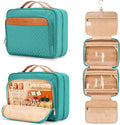 Travel Hanging Toiletry Bag for Women, with Jewelry Organizer Compartment, Medium Waterproof Hanging Makeup Accessories, Cosmetic Essentials, Toiletries Dopp Kit Set with Trolley Belt, Blue by COOSKY