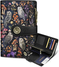 Owl Wallet Women RFID Bifold, Passport Holder, Credit Card Holder | 6.7" x 4.4" x 1.3" Bifold, Travel billfold, Zipper Pocket, PU Leather Clutch, Purse, ID Window, Pen Holder, Gift Ladies Girl by Mavellin
